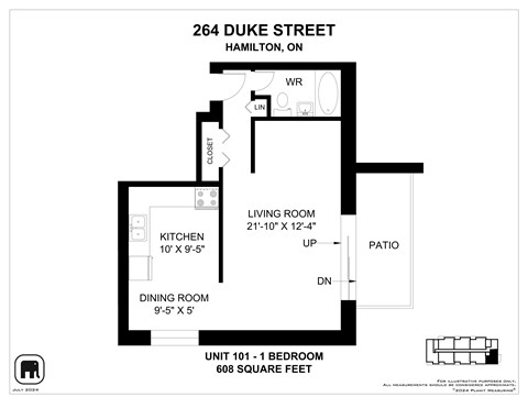 Floor plan for studio, 1 bath